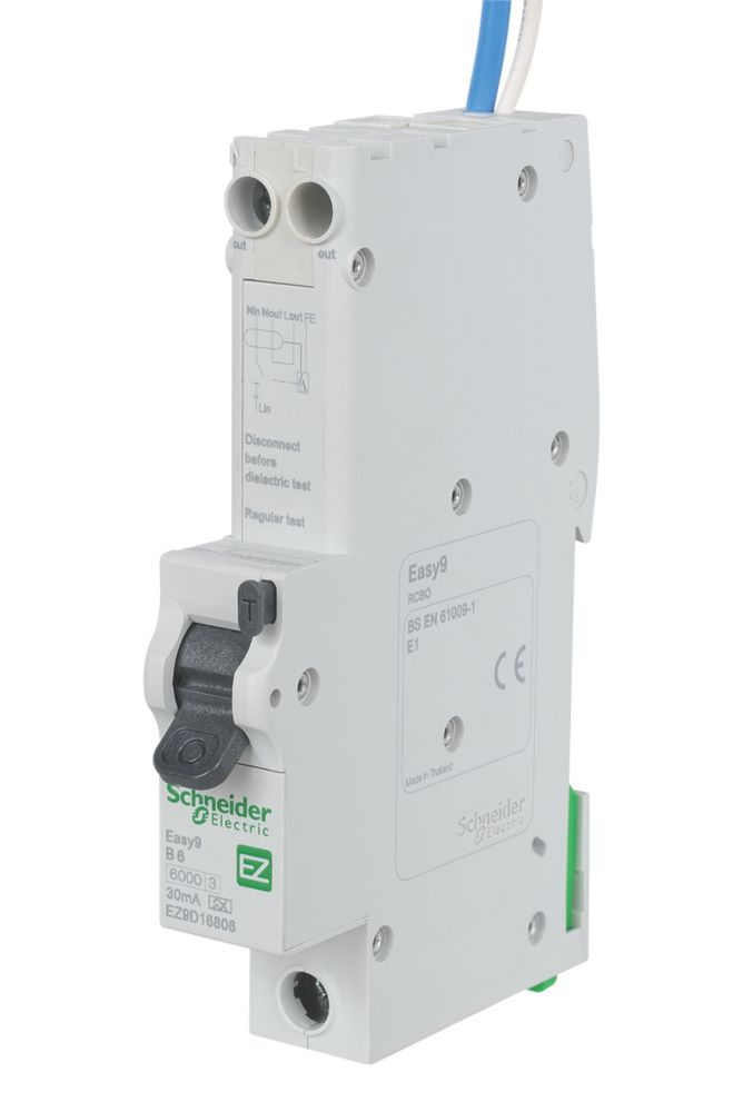 Image of Schneider Electric Easy9 6A 30mA SP Type B RCBO 