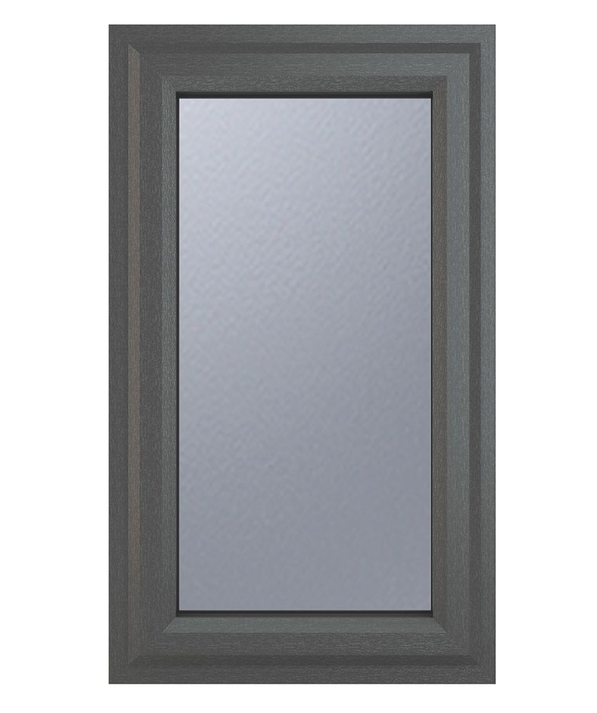 Image of Crystal Left-Hand Opening Obscure Triple-Glazed Casement Anthracite on White uPVC Window 610mm x 1040mm 