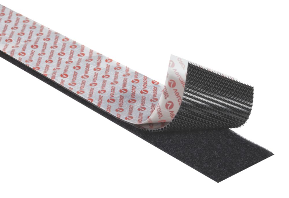 Image of Velcro Brand Black Heavy Duty Stick-On Tape 1m x 50mm 