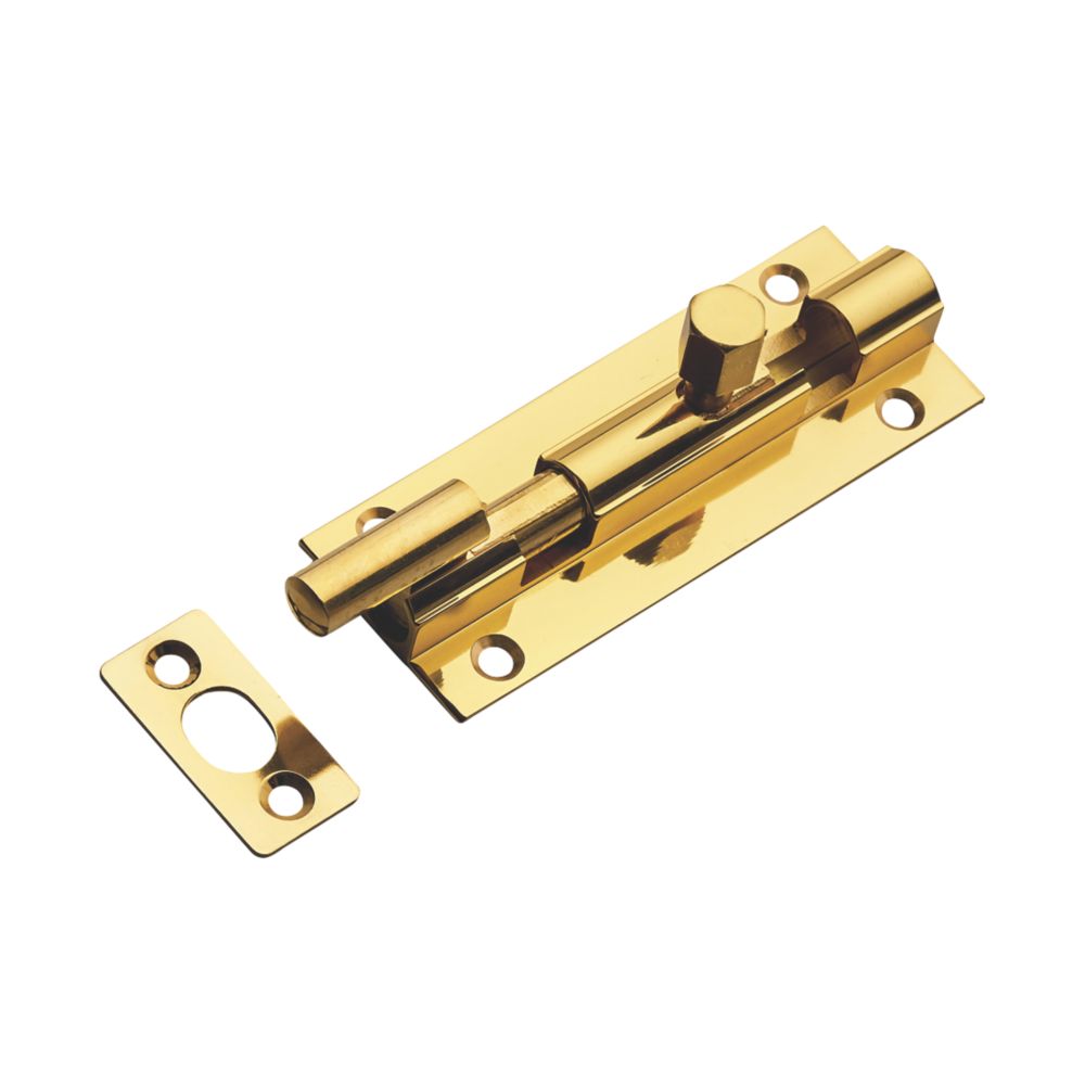 Image of Necked Barrel Door Bolt Polished Brass 102mm 