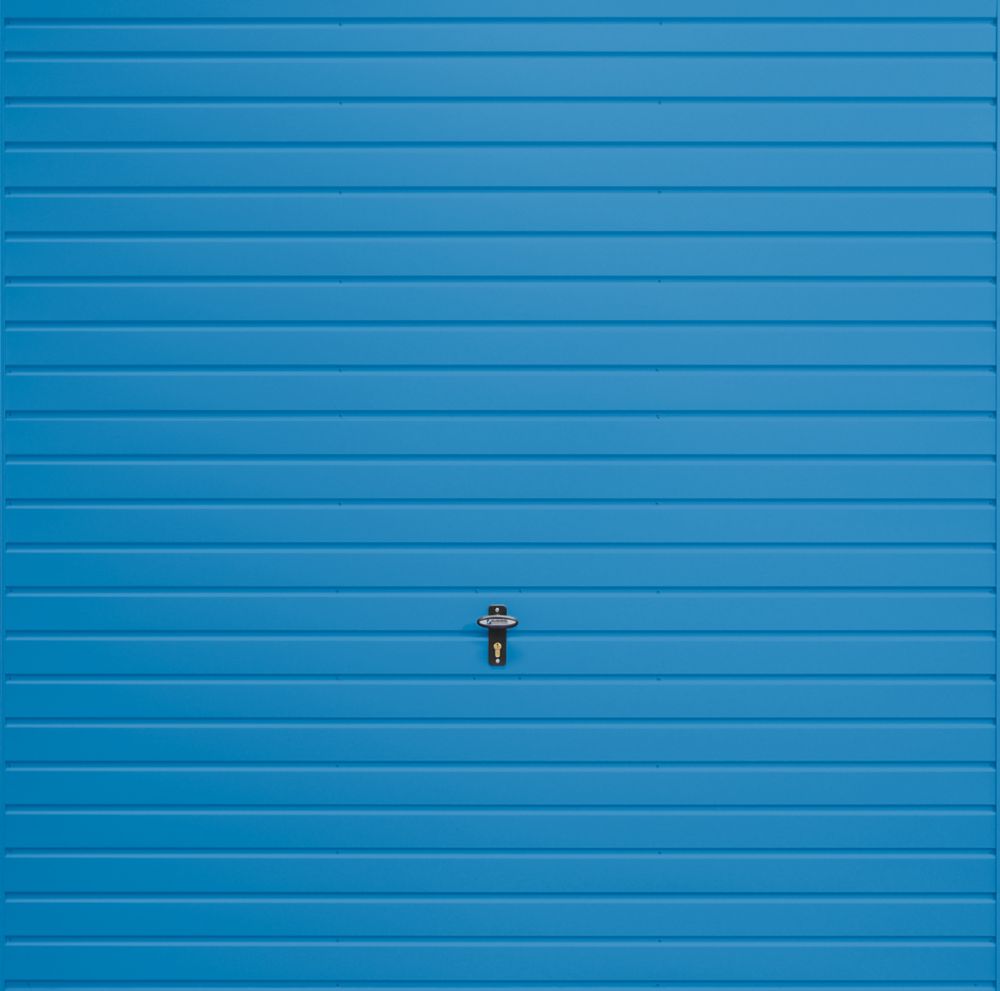 Image of Gliderol Horizontal 7' 6" x 6' 6" Non-Insulated Frameless Steel Up & Over Garage Door Light Blue 