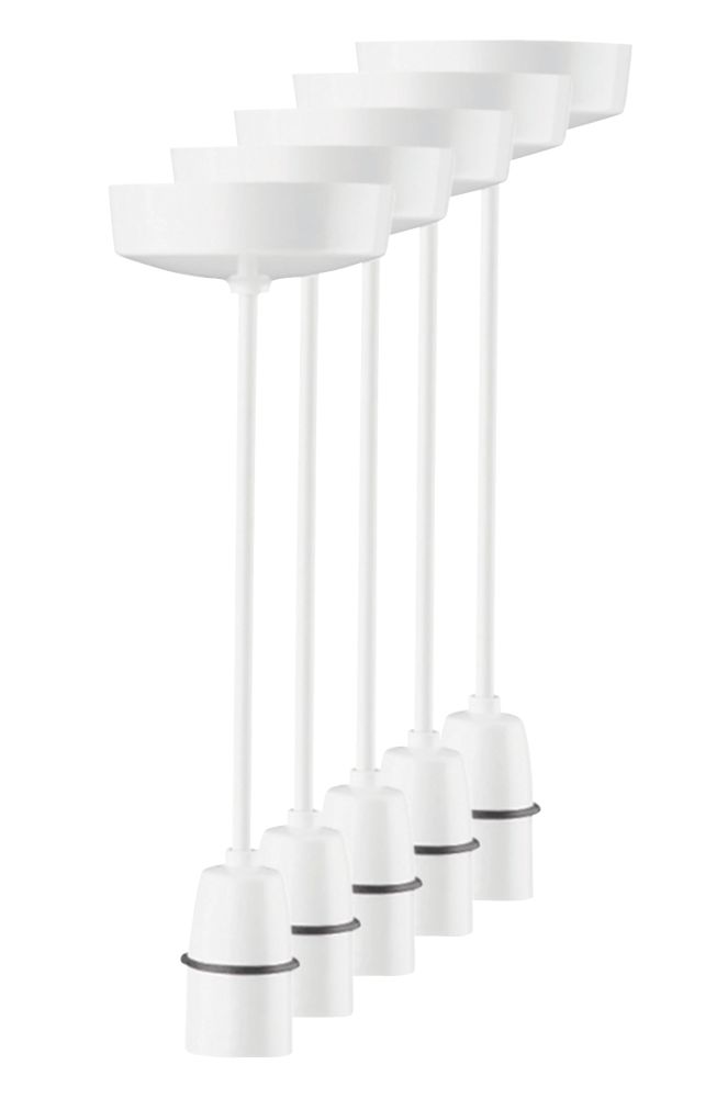 Image of MK 6" Pendant Light Fitting Set BC White 3 1/2" 5 Pack 