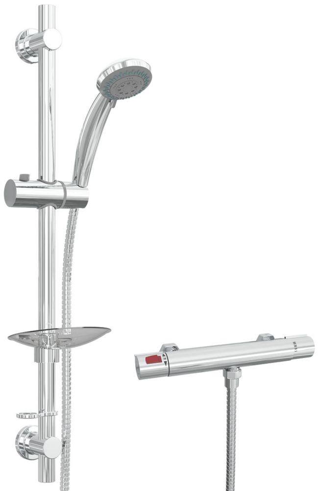Image of Cassellie SRV001 HP/Combi Flexible Exposed Chrome Thermostatic Bar Mixer Shower 