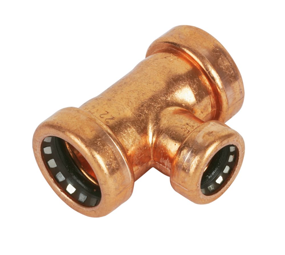 Image of Tectite Sprint Copper Push-Fit Reducing Tee 22mm x 22mm x 15mm 