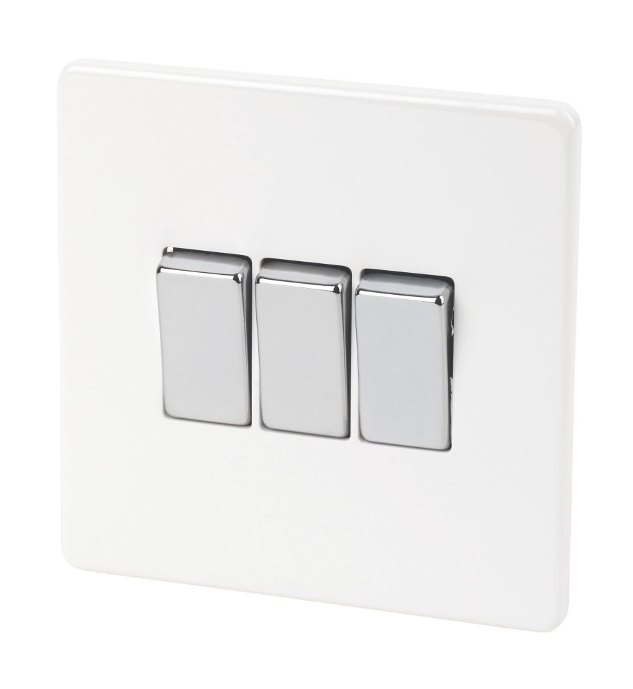 Image of Varilight 10AX 3-Gang 2-Way Light Switch Ice White 