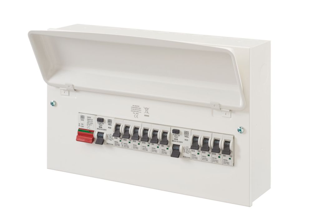 Image of MK Sentry 16-Module 10-Way Populated Split Load Main Switch Consumer Unit 