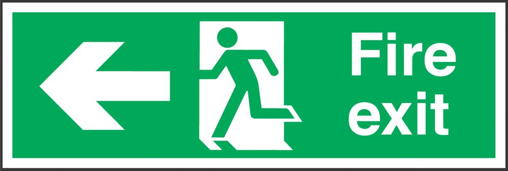 Image of Non Photoluminescent "Fire Exit" Left Arrow Sign 150mm x 450mm 