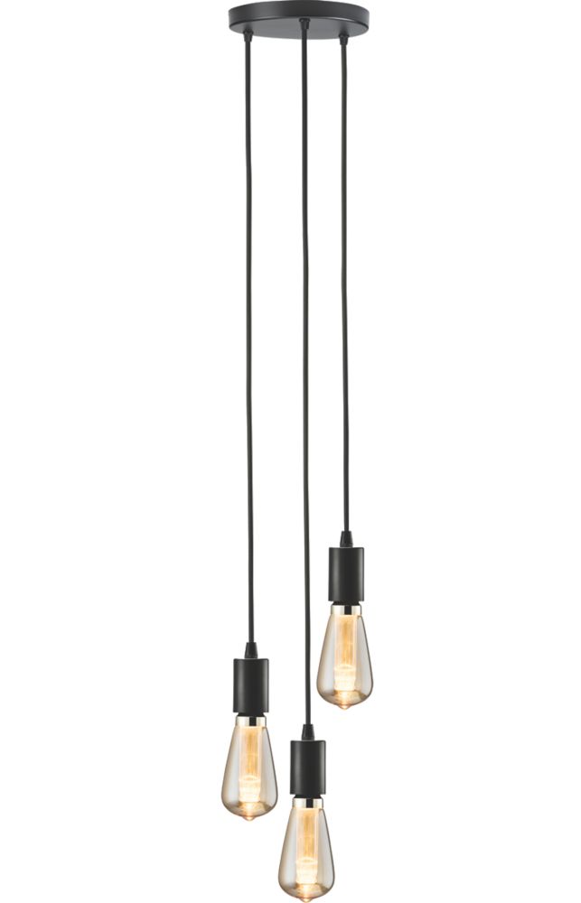 Image of Knightsbridge Contemporary Style 3-Light Pendant Matt Black 