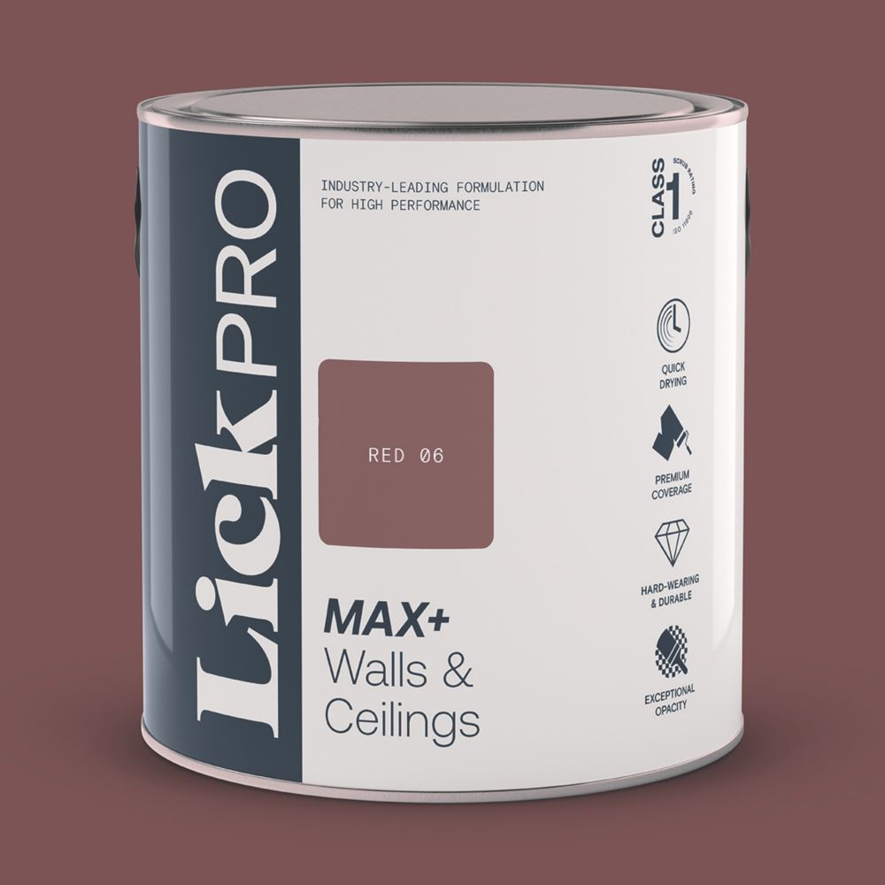 Image of LickPro Eggshell Red 06 Emulsion Paint 2.5Ltr 