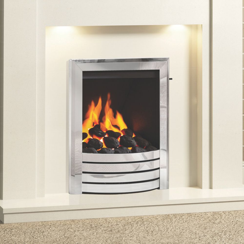 Image of Be Modern Design Chrome Slide Control Inset Gas Manual Fire 510mm x 173mm x 605mm 