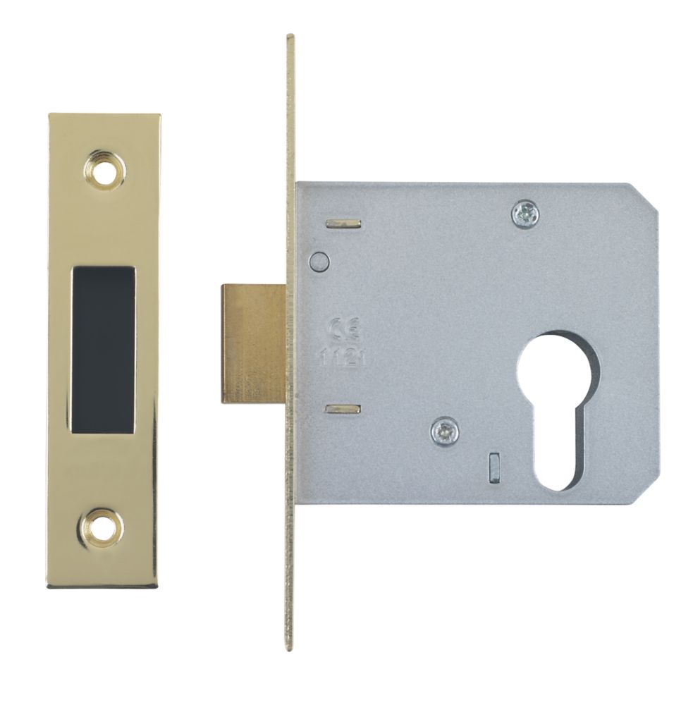 Image of Smith & Locke Fire Rated Electro Brass Euro Profile Deadlock 76mm Case - 57mm Backset 