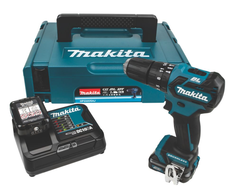 Image of Makita HP332DSAJ 10.8V 2 x 2.0Ah Li-Ion CXT Brushless Cordless Combi Drill 