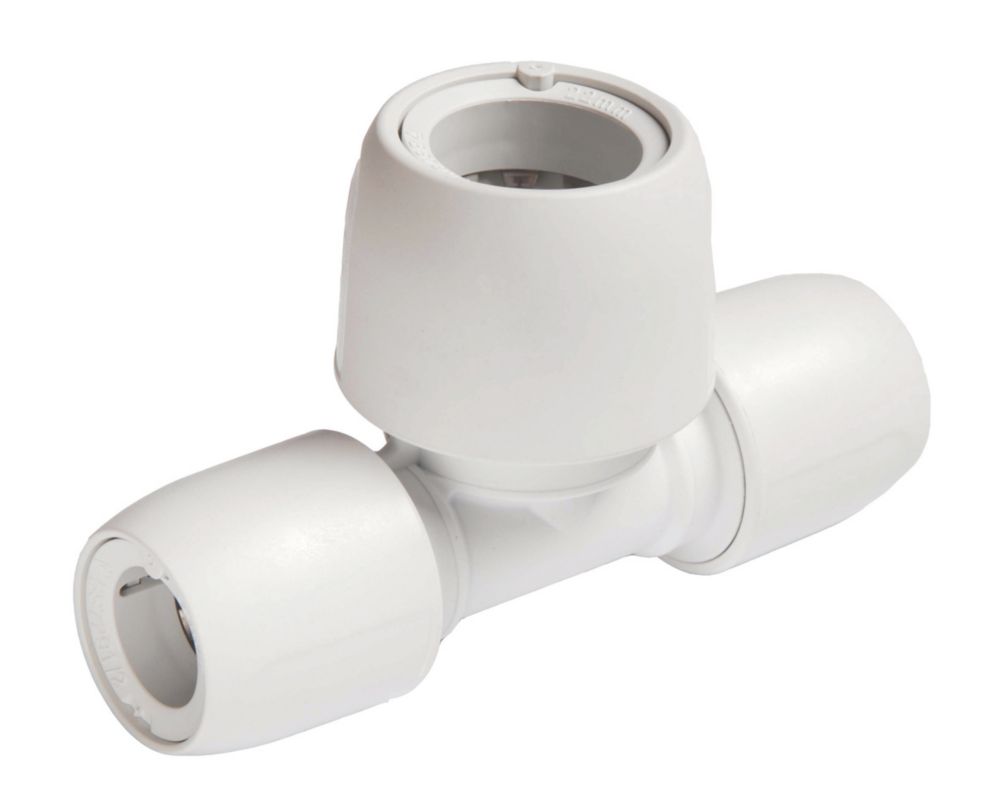 Image of Hep2O Plastic Push-Fit Reducing Tee 15mm x 15mm x 22mm 