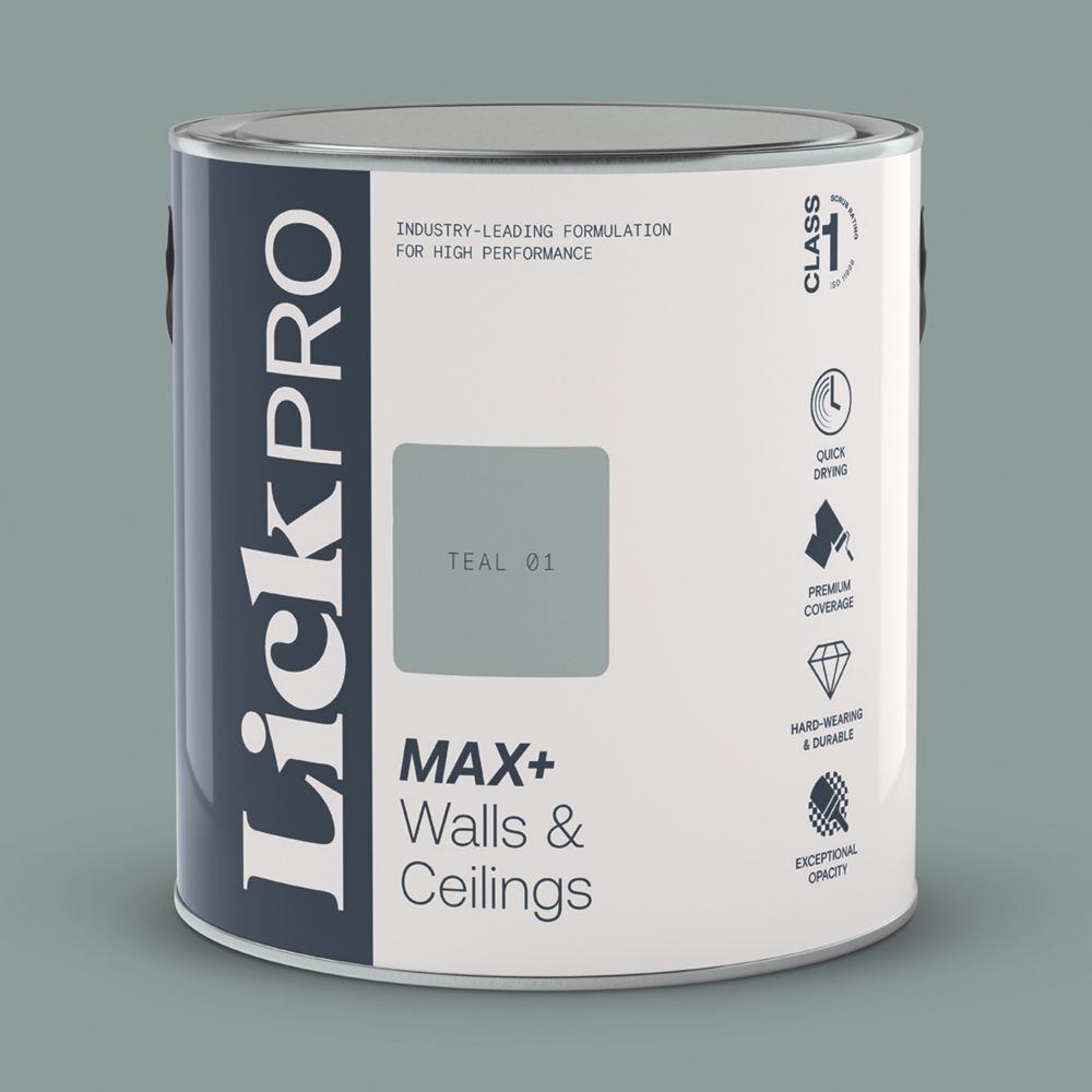 Image of LickPro Eggshell Teal 01 Emulsion Paint 2.5Ltr 
