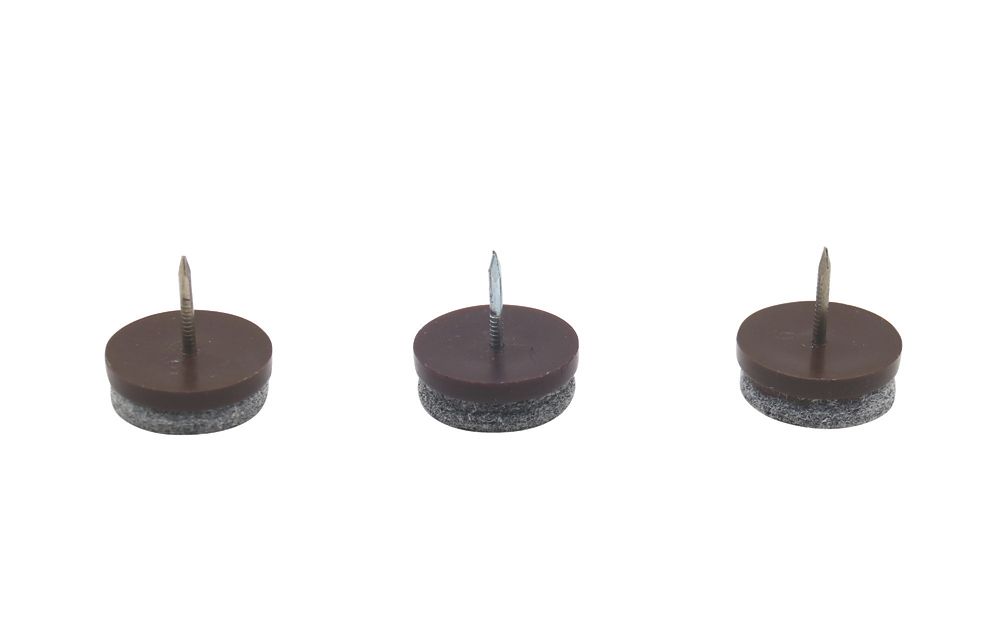 Image of Brown Round Pinned Felt Pads 24mm x 24mm 40 Pack 