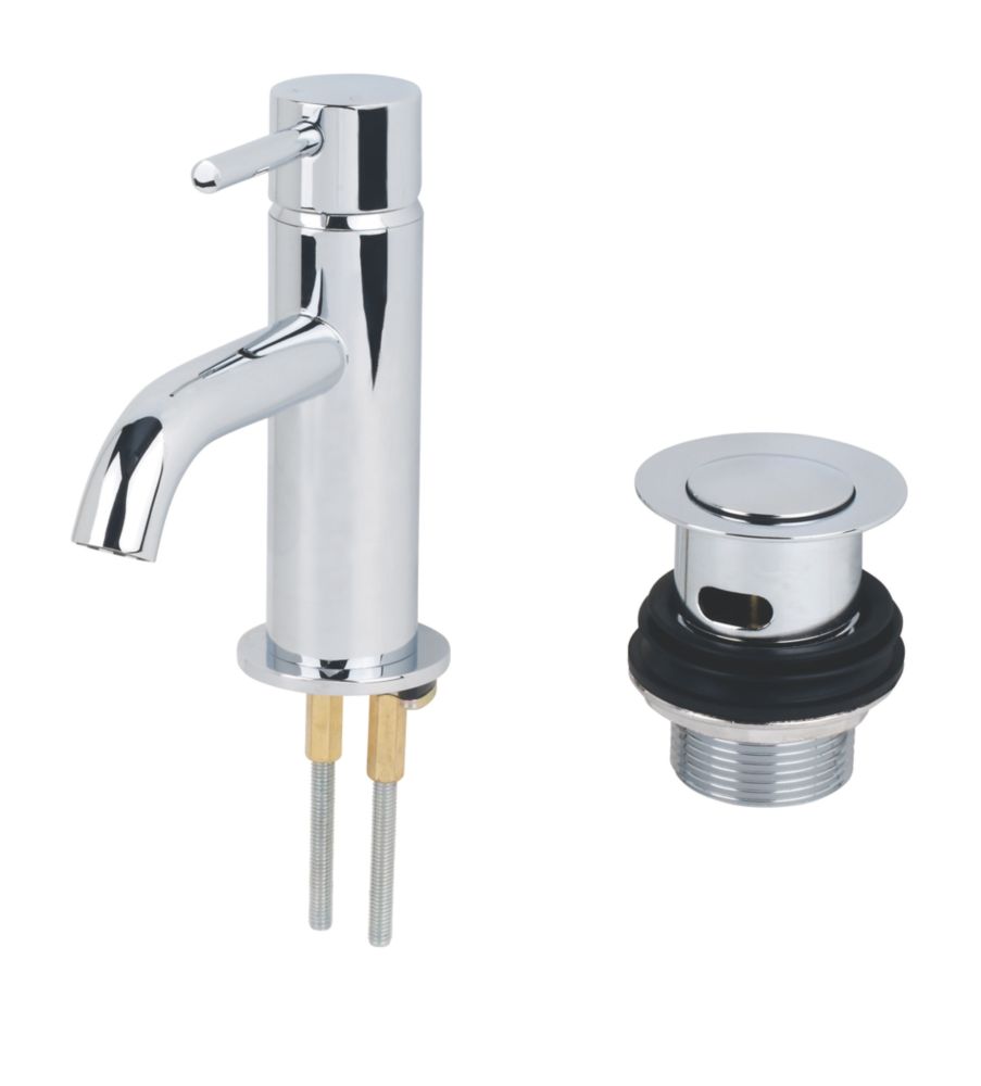 Image of Swirl Ola Basin Mini Mono Mixer Tap with Clicker Waste Chrome 