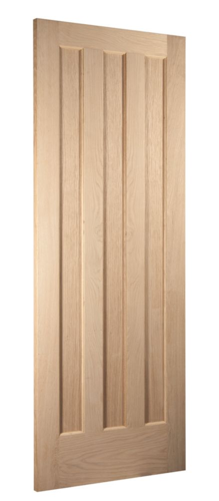 Image of Jeld-Wen Aston Unfinished Oak Veneer Wooden 3-Panel Internal Door 2040mm x 826mm 