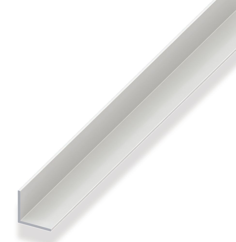 Image of Alfer White PVC Equal-Sided Angle 1000 x 20 x 20mm 