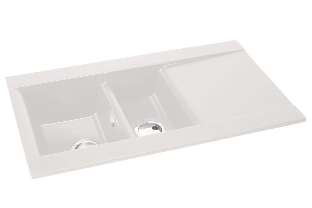Image of Abode Aspekt 1.5 Bowl Granite Composite Kitchen Sink White Reversible 950mm x 540mm 