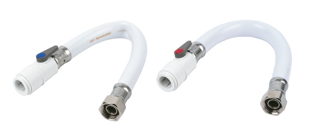 Image of JG Speedfit Push-Fit Union Nuts with Service Valve 15mm x 1/2" x 300mm 2 Pack 