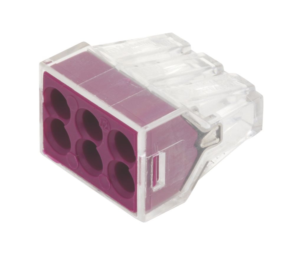 Image of Wago 24A 6-Way Push-Wire Connector 50 Pack 