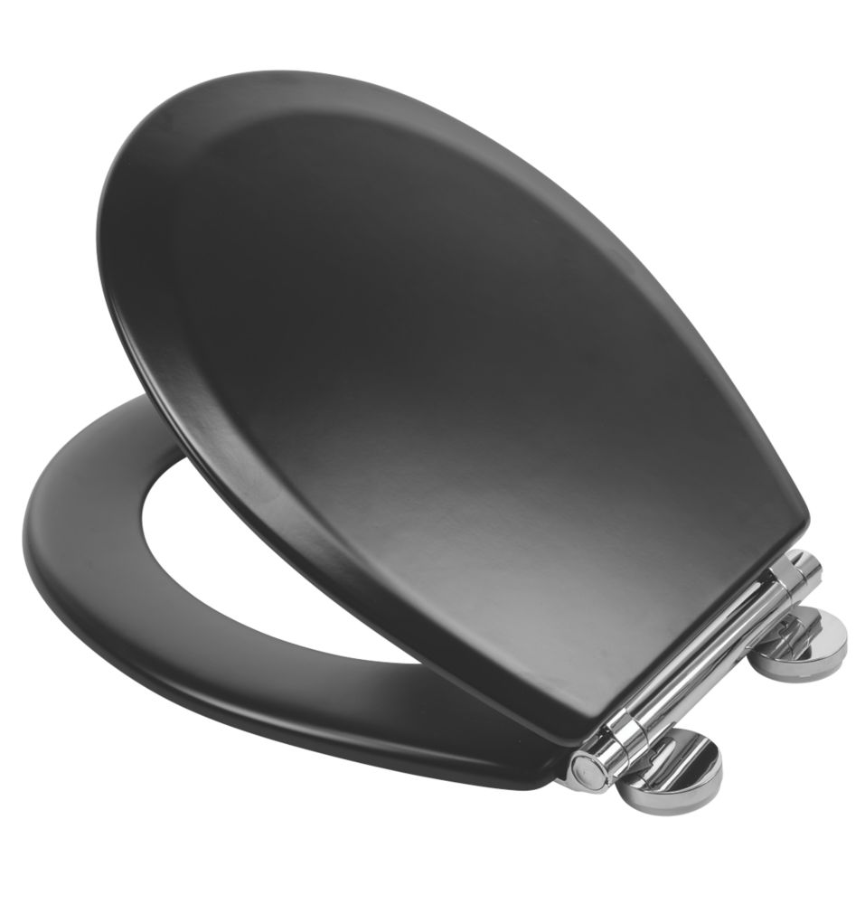 Image of Croydex Lene Soft-Close with Quick-Release Toilet Seat Moulded Wood Black 