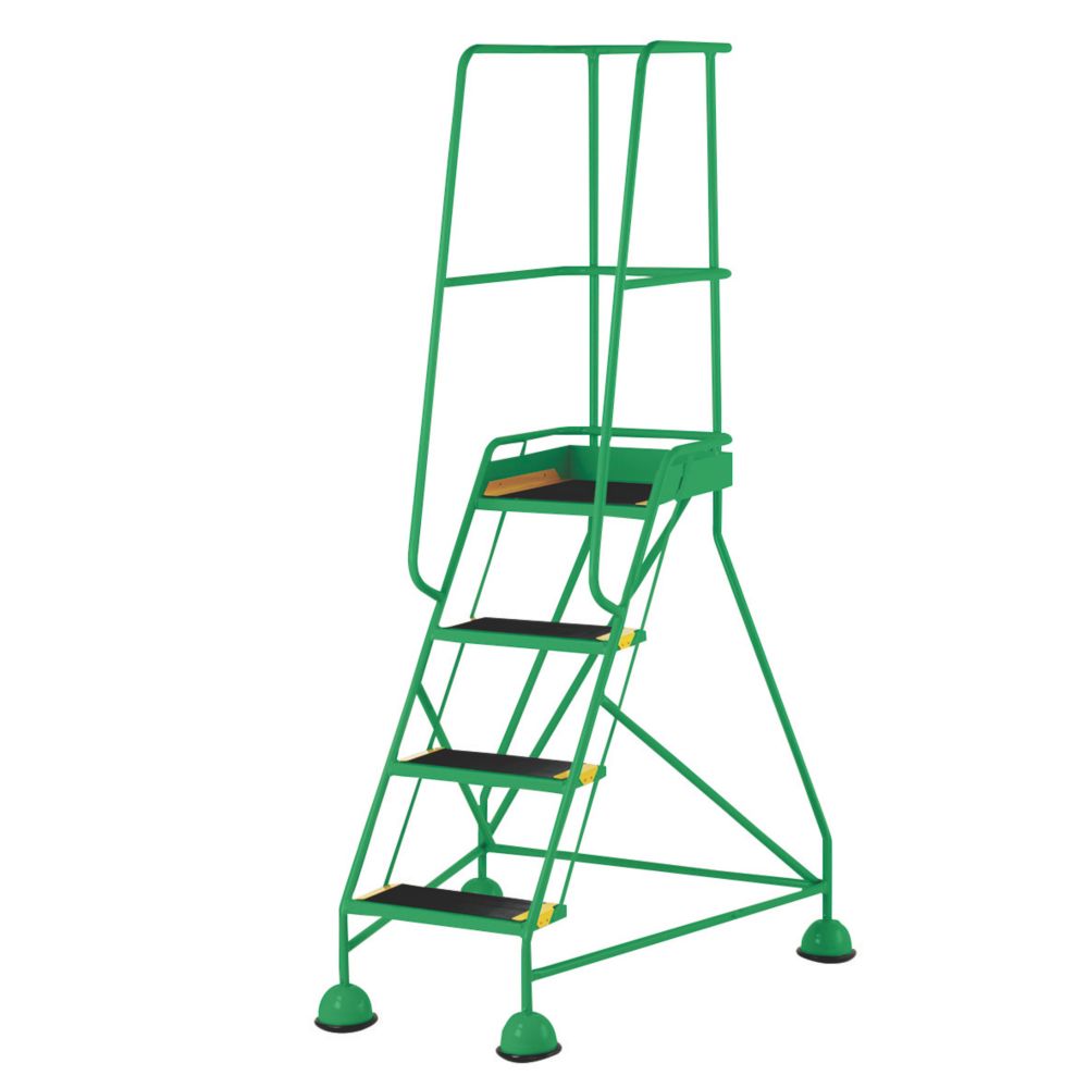 Image of TB Davies Stepmobile Plus Steel 4-Treads Green Warehouse Steps 1.1m 