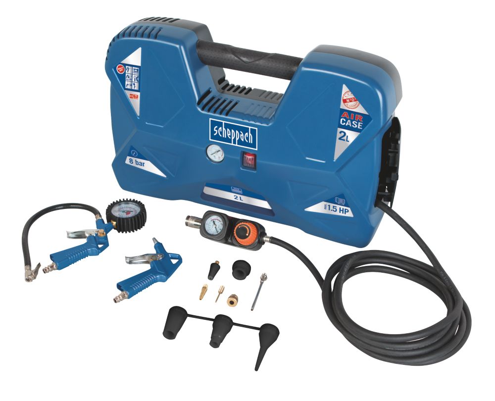 Image of Scheppach Air Case 2Ltr Electric Portable Air Compressor 230V 