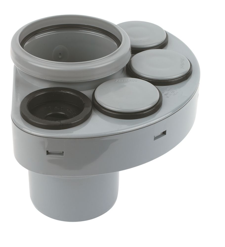 Image of FloPlast Push-Fit 4-Boss Single Socket Waste Manifold Grey 110mm 