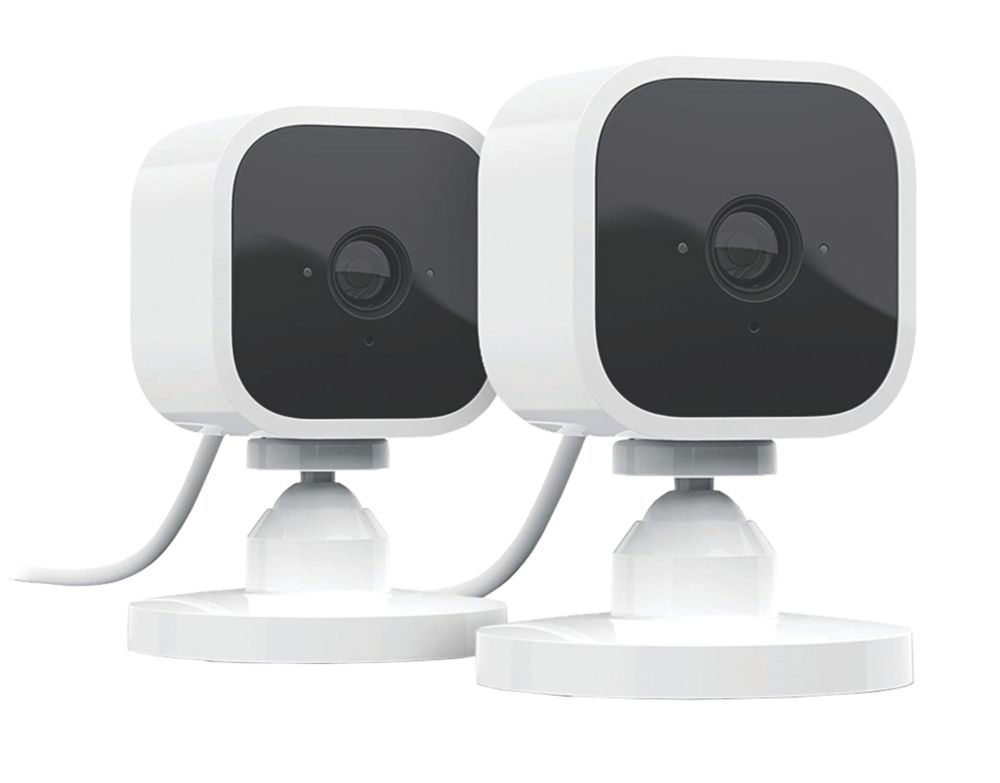 Image of Blink Mini Mains-Powered White Wireless 1080p Indoor Square Smart Camera 2 Pack 