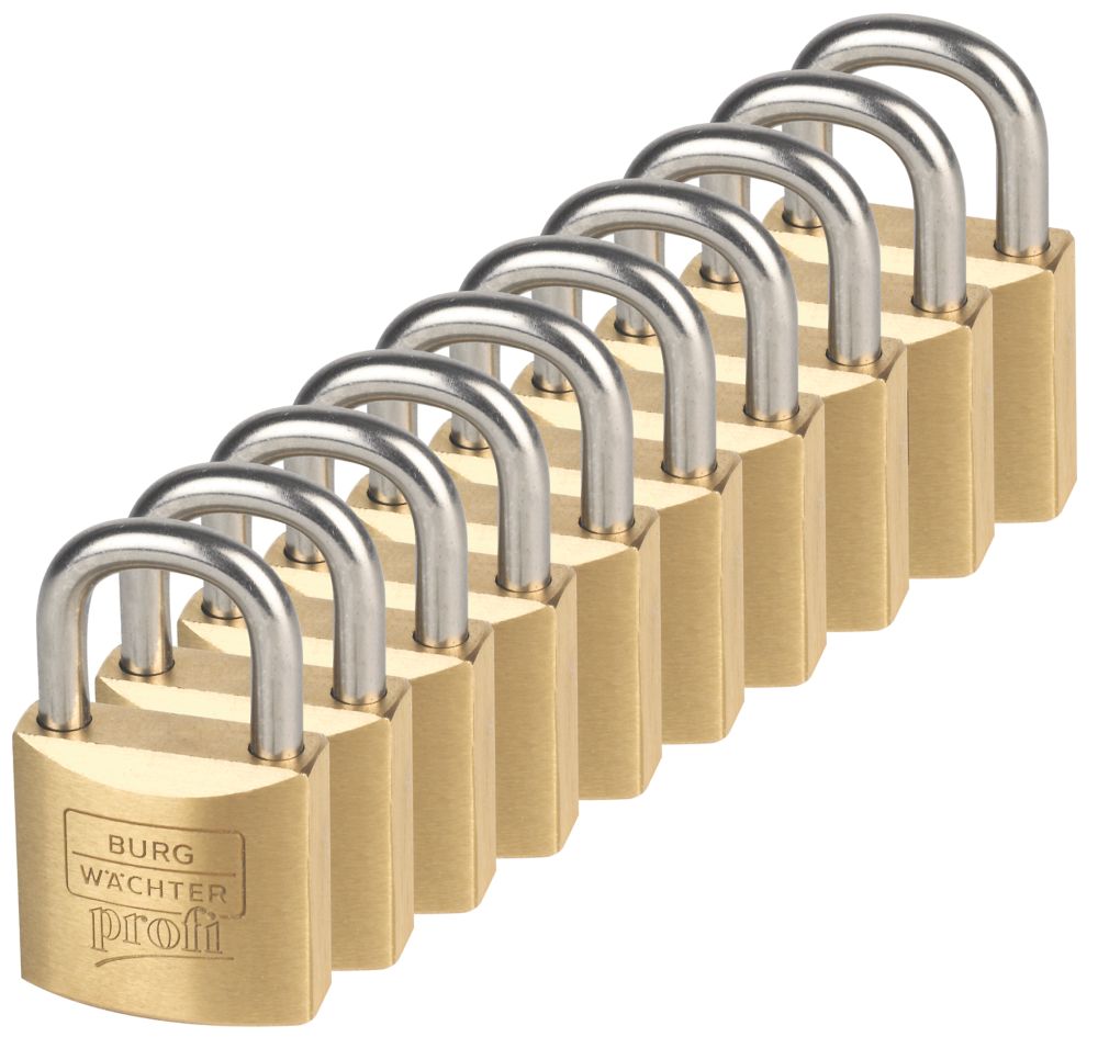 Image of Burg-Wachter Brass Keyed Alike Water-Resistant Padlocks 30mm 10 Pack 