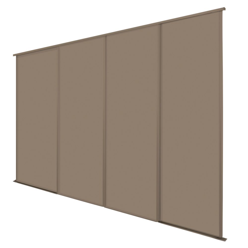 Image of Spacepro Classic 4-Door Sliding Wardrobe Door Kit Stone Grey Frame Stone Grey Panel 2370mm x 2260mm 