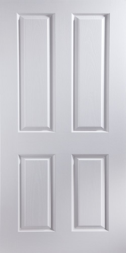 Image of Jeld-Wen Oakfield Primed White Wooden 4-Panel Internal Fire Door 1981mm x 838mm 