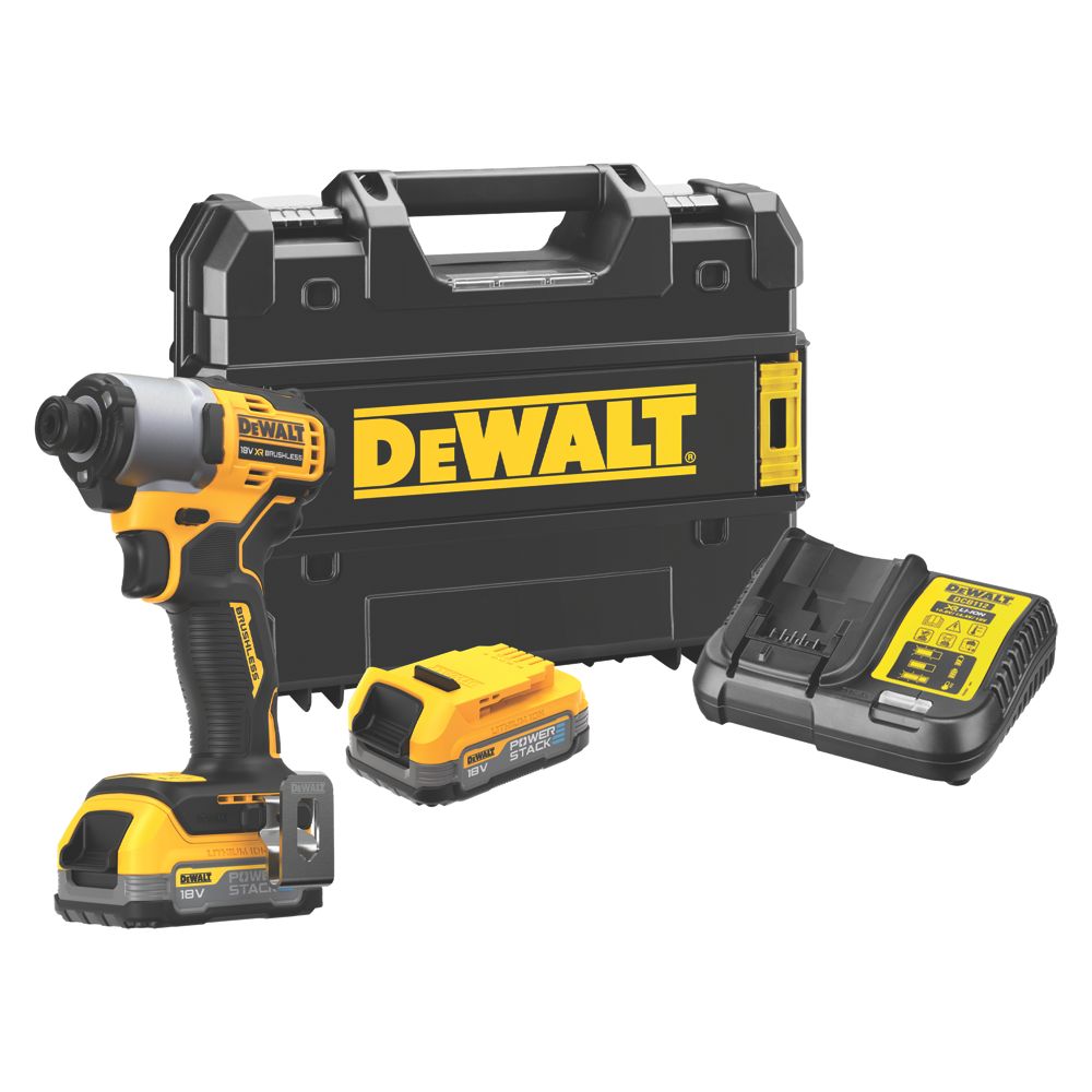 Image of DeWalt DCF840E2T-GB 18V 2 x 1.7Ah Li-Ion PowerStack Brushless Cordless Impact Driver 