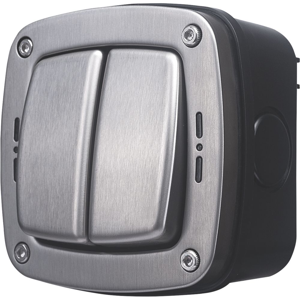 Image of British General IP66 20A 2-Gang 2-Way Weatherproof Outdoor Switch with LED 