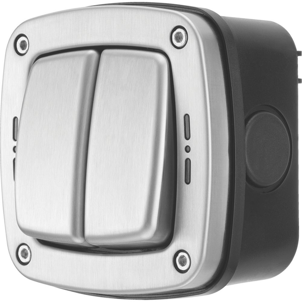Image of British General IP66 20A 2-Gang 2-Way Weatherproof Outdoor Switch with LED 