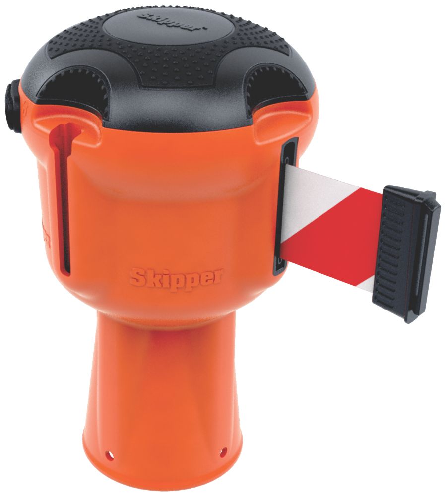Image of Skipper Retractable Barrier Orange with Red & White Tape 