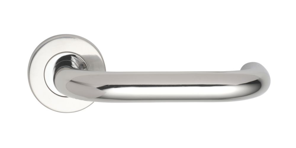 Image of Eurospec Safety Fire Rated Safety Lever on Rose Pair Polished Stainless Steel 