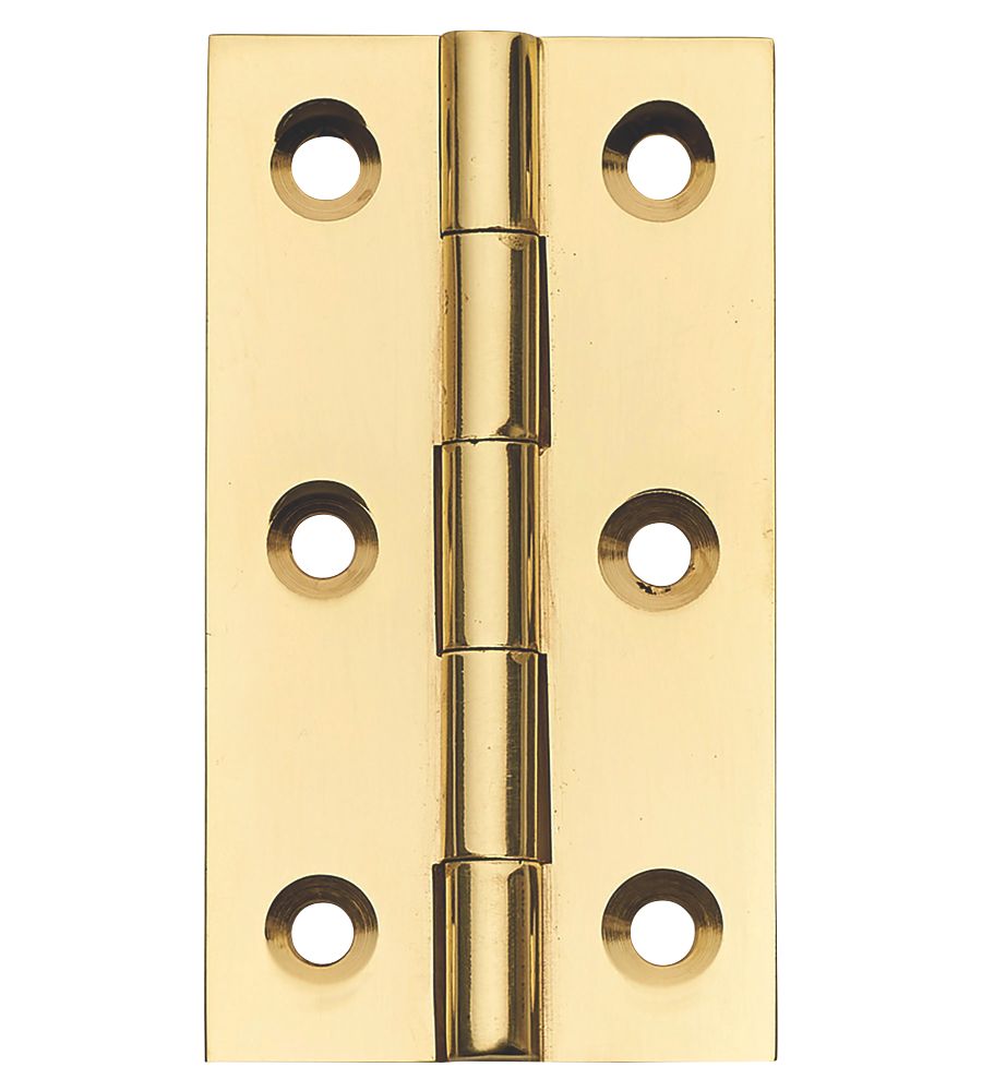 Image of Polished Brass Solid Drawn Butt Hinges 64mm x 35mm 2 Pack 