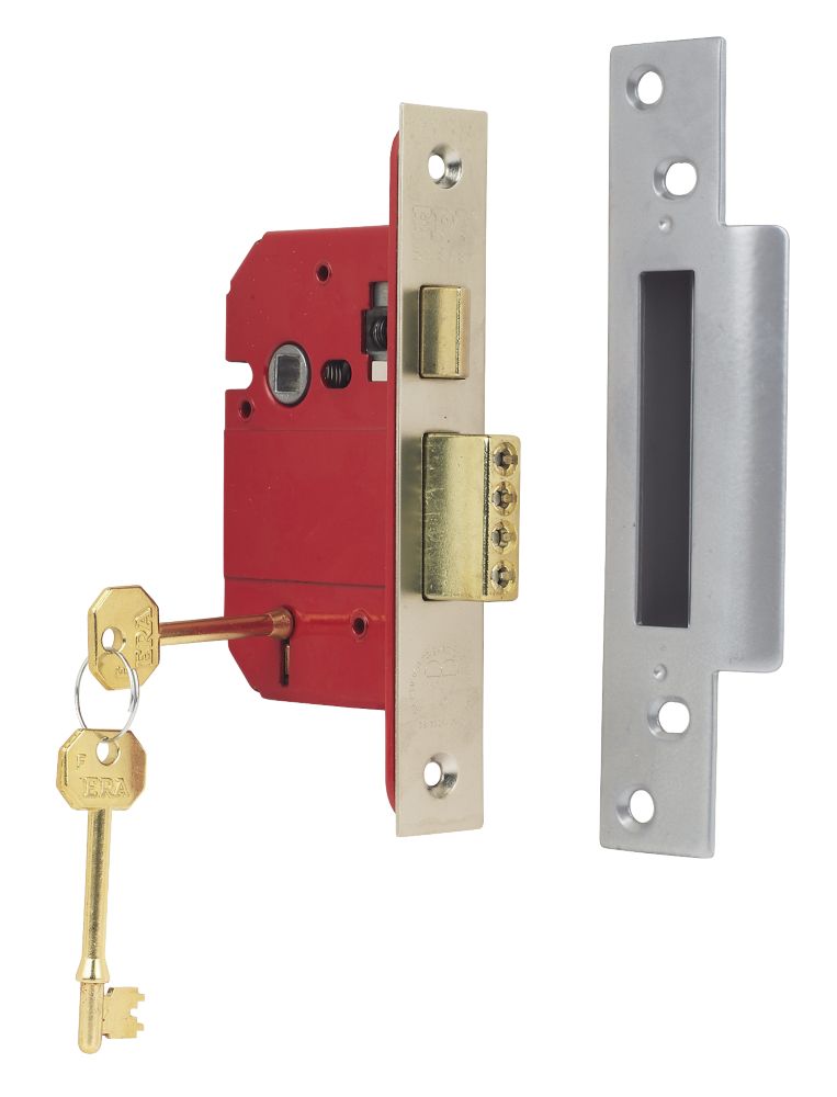 Image of ERA Fire Rated Satin Nickel BS 5-Lever Mortice Sashlock 64mm Case - 44mm Backset 