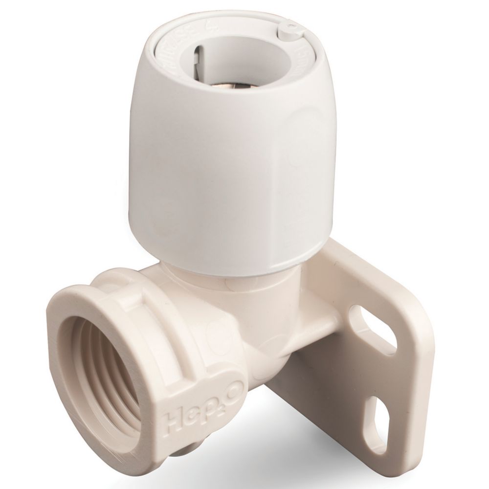 Image of Hep2O Plastic Push-Fit Adapting 90Â° Wall Plate Elbow 15mm x 1/2" 