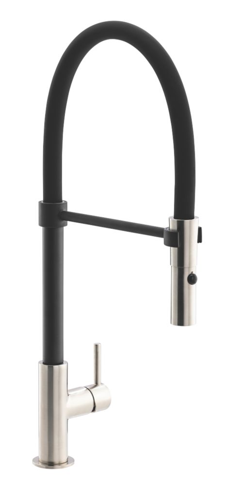 Image of Streame by Abode Valida Pull-Out Mono Mixer Brushed Nickel / Matt Black 