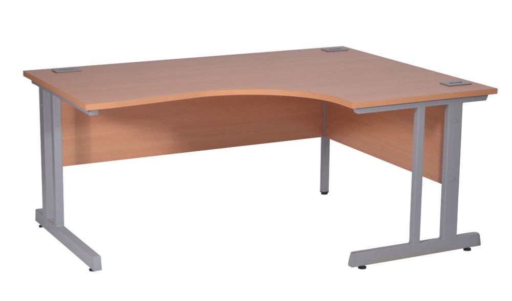Image of Nautilus Designs Aspire Right-Hand Corner Ergonomic Desk Beech /Silver 1600mm x 730mm 