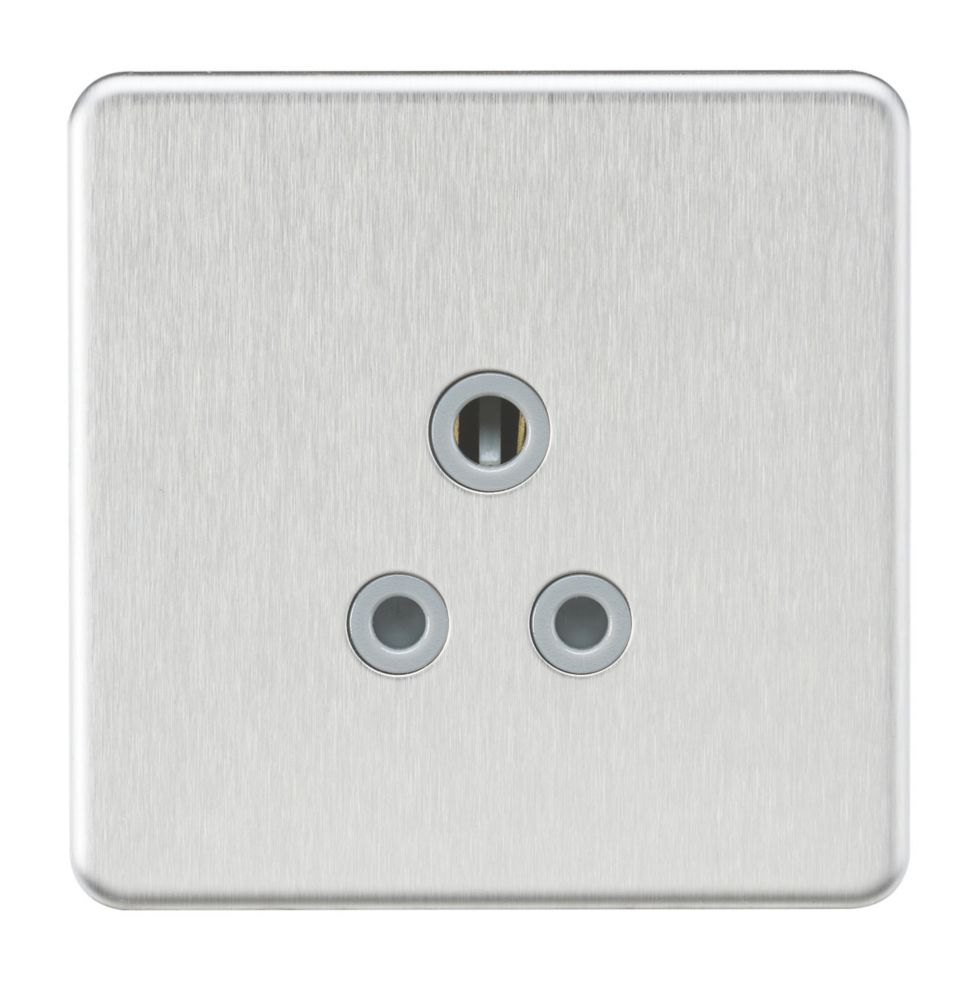 Image of Knightsbridge 5A 1-Gang Unswitched Socket Brushed Chrome with Colour-Matched Inserts 
