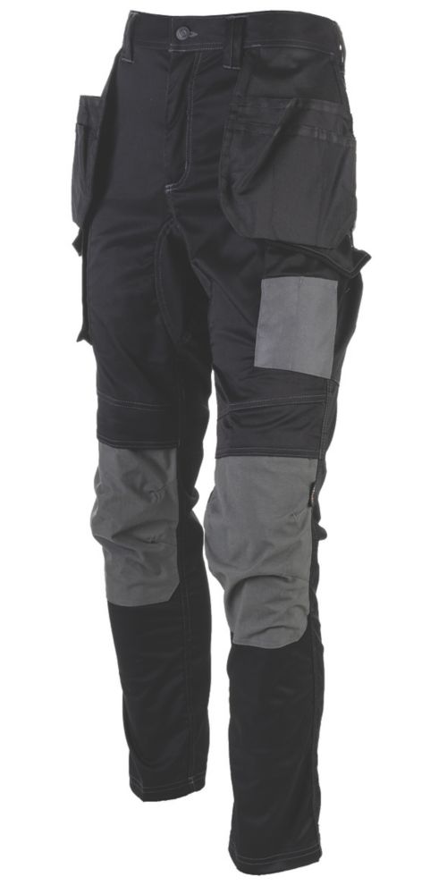 Image of CAT Essentials Stretch Knee Pocket Trousers Black 36" W 32" L 