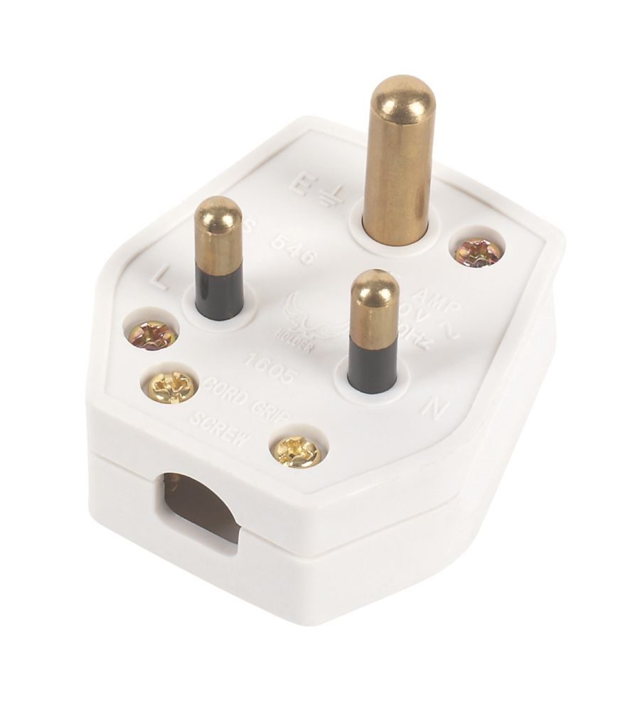 Image of 5A Unfused Round Pin Plug White 
