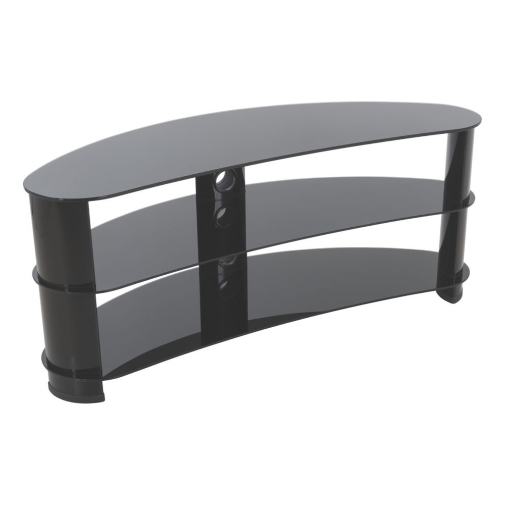 Image of AVF Jelly Bean FS1200CURBB TV Stand Black Body / Black Glass 