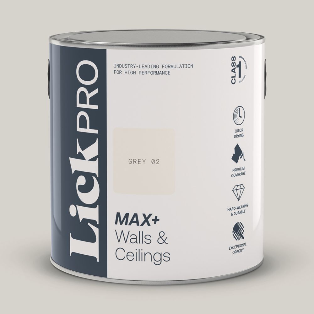 Image of LickPro Eggshell Grey 02 Emulsion Paint 2.5Ltr 