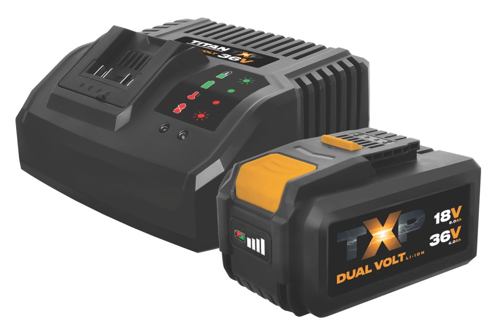 Image of Titan TTB813ACC 18 / 36V 4 / 8Ah Li-Ion TXP Dual-Voltage Battery & Charger Set 