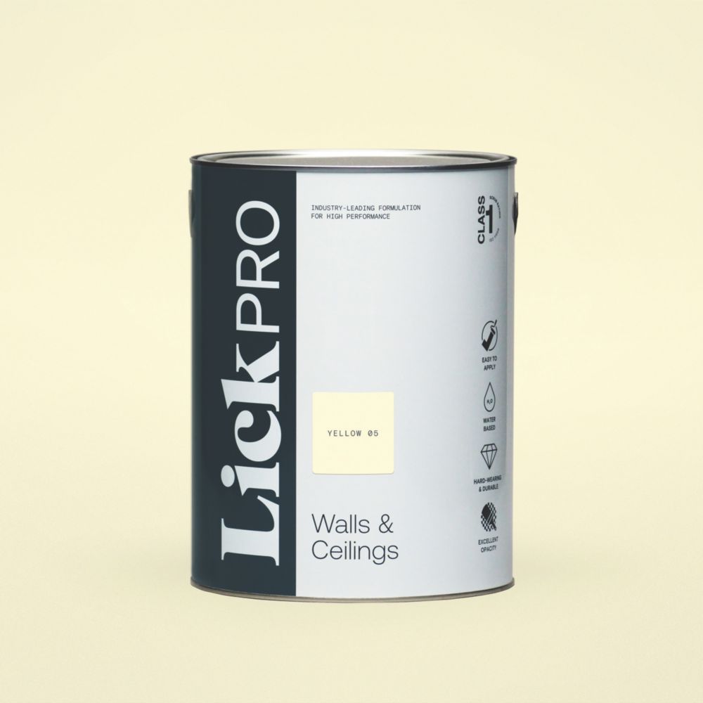 Image of LickPro Matt Yellow 05 Emulsion Paint 5Ltr 